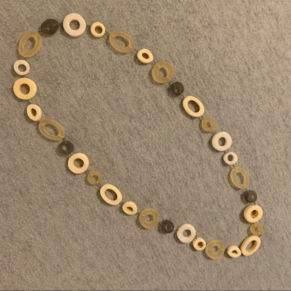 Multi-tone, neutral resin sculptural necklace